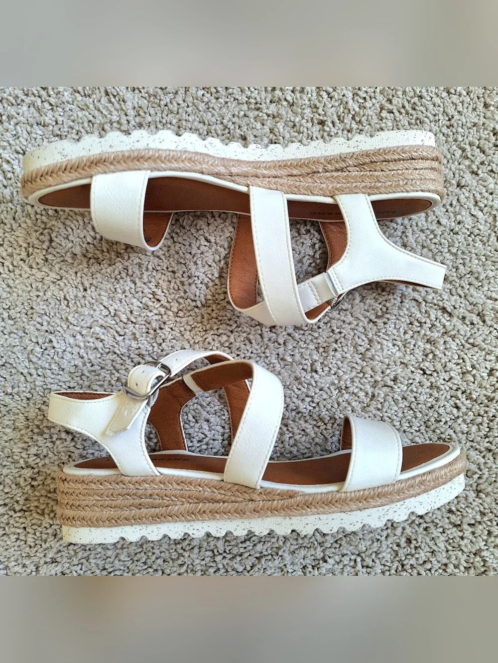 Lucky Brand Women's White Trianna Cross Strap Espadrille Wedge Sandals Size 7.5